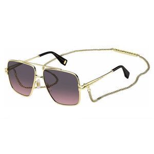 Marc Jacobs Sunglasses Aviator Full Rim, Gold with Golden Chain Frame and Brown